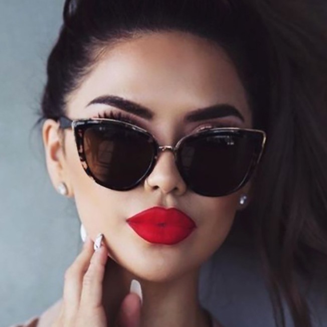 Kính Mát Mắt Mèo Nữ Gọng Kim Loại Chống Tia Uv400 Phong Cách Retro