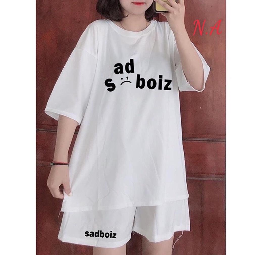 Bộ đồ cho nữ áo phông SadBoiz from rộng tay lỡ kết hợp quần đùi cực xinh