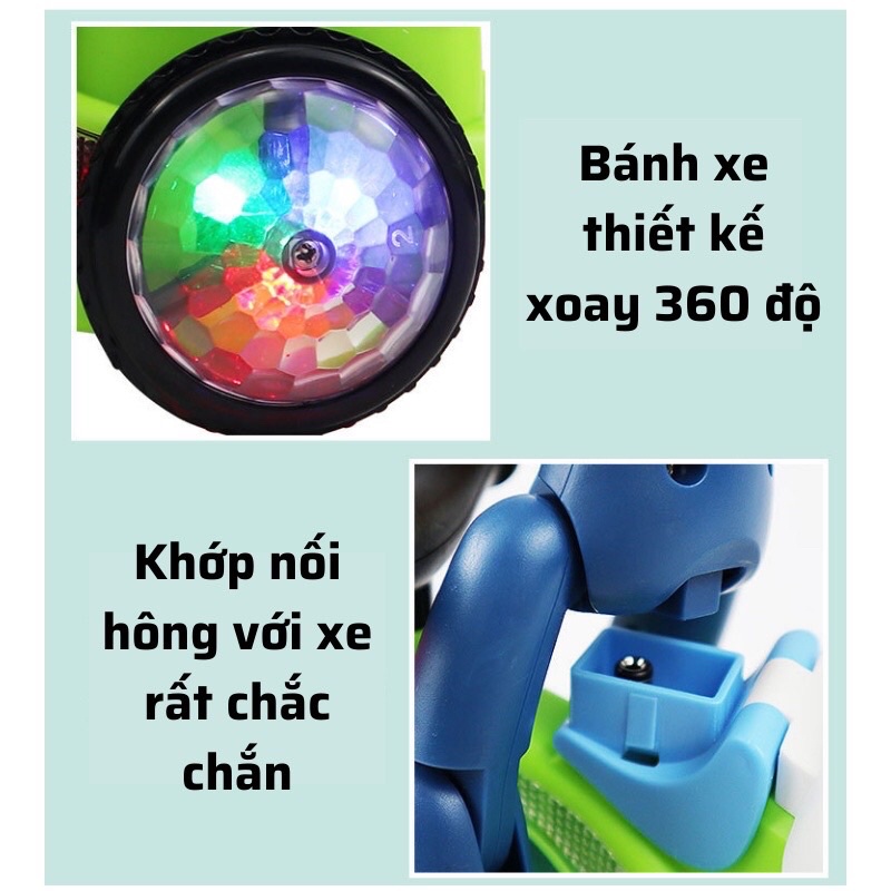 ĐỒ CHƠI EM BÉ LÁI XE ĐẠP CÓ NHẠC BÁNH XE PHÁT SÁNG - shipper bốc đầu