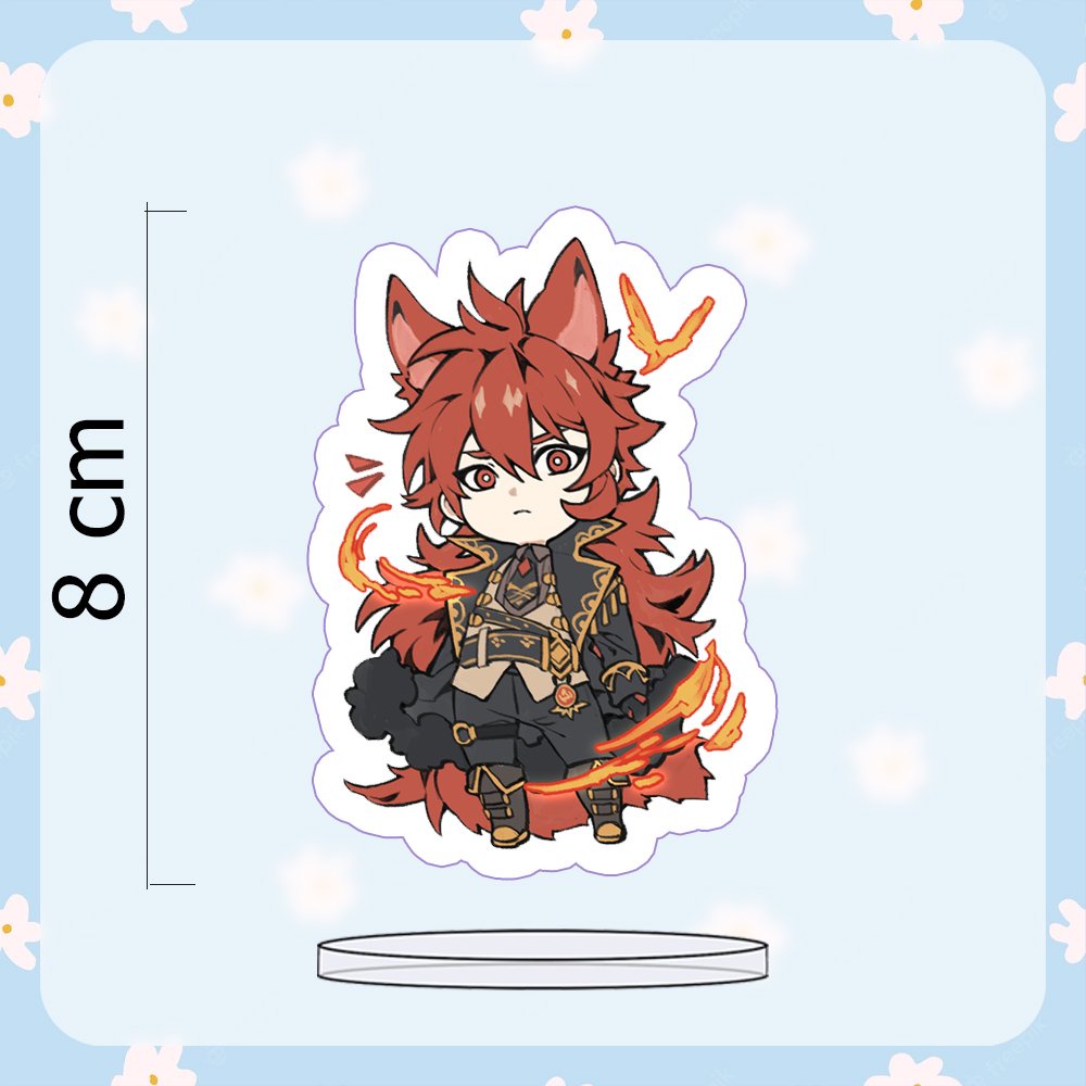 Standee mini in hình GENSHIN IMPACT x SWEET PARADISE INAZUMA + TAI THÚ mica trong acrylic game chibi