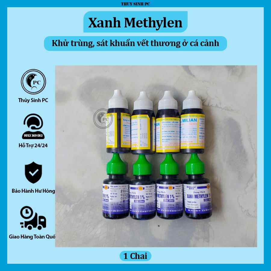 Dung dịch Xanh Methylen sát khuẩn khử trùng các vết thương của cá .