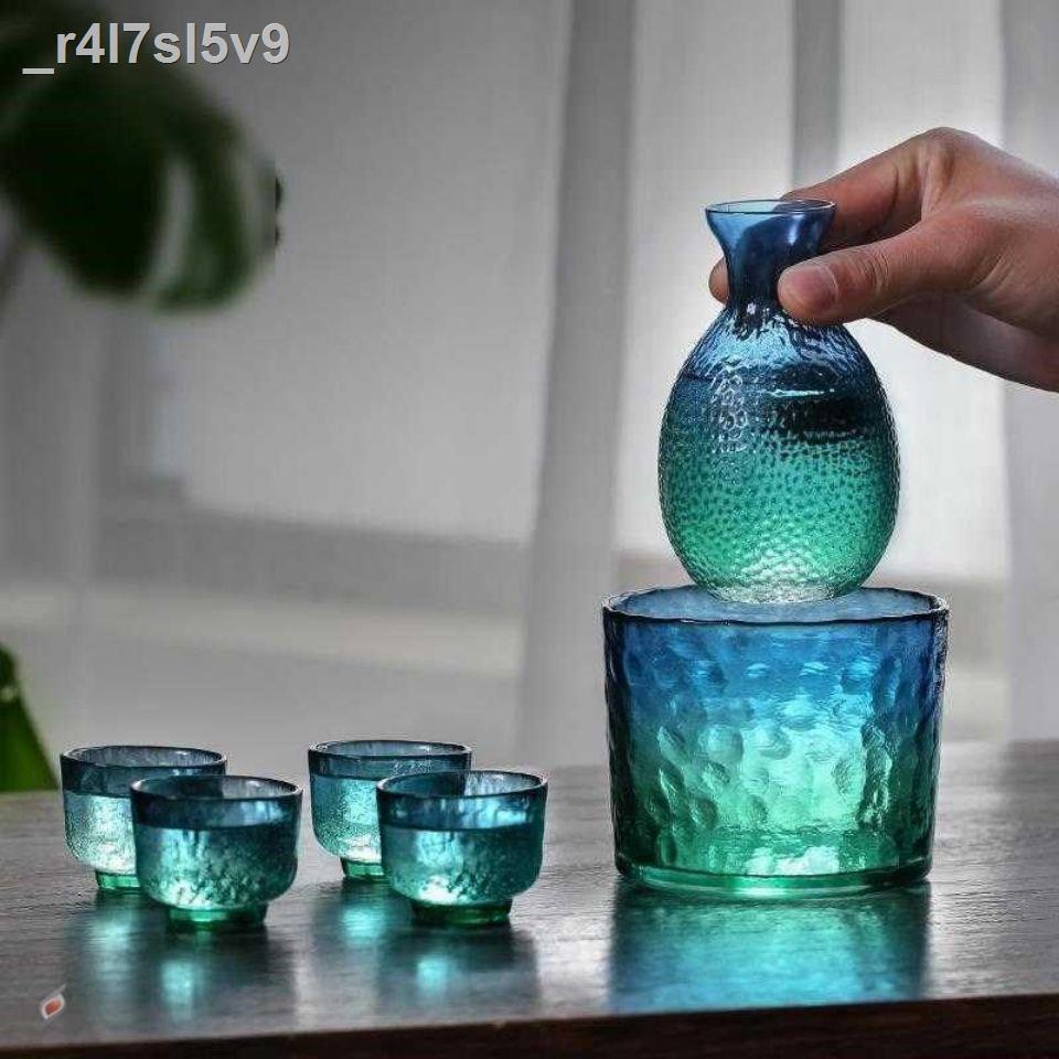 Ấm đựng rượu thủy tinh hình búa bình rượu sake kiểu Nhật bình rượu ấm bình rượu gia đình bộ rượu nóng bình rượu nhỏ ly r