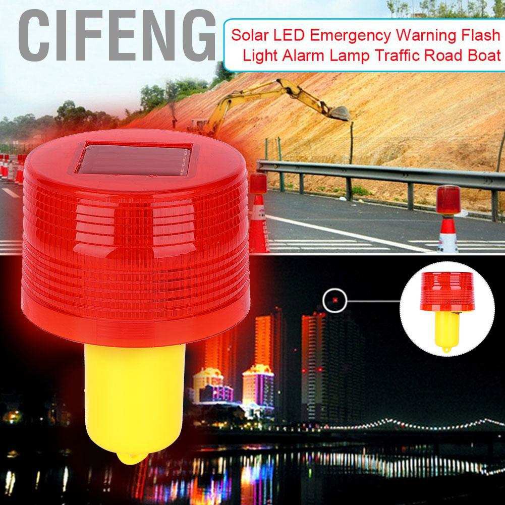 Cifeng 1pc Solar LED Emergency Warning Flash Light Alarm Lamp Traffic Road Boat Red