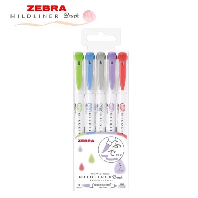 Bút đánh dấu Zebra Mildliner Brush (set 5 cây)