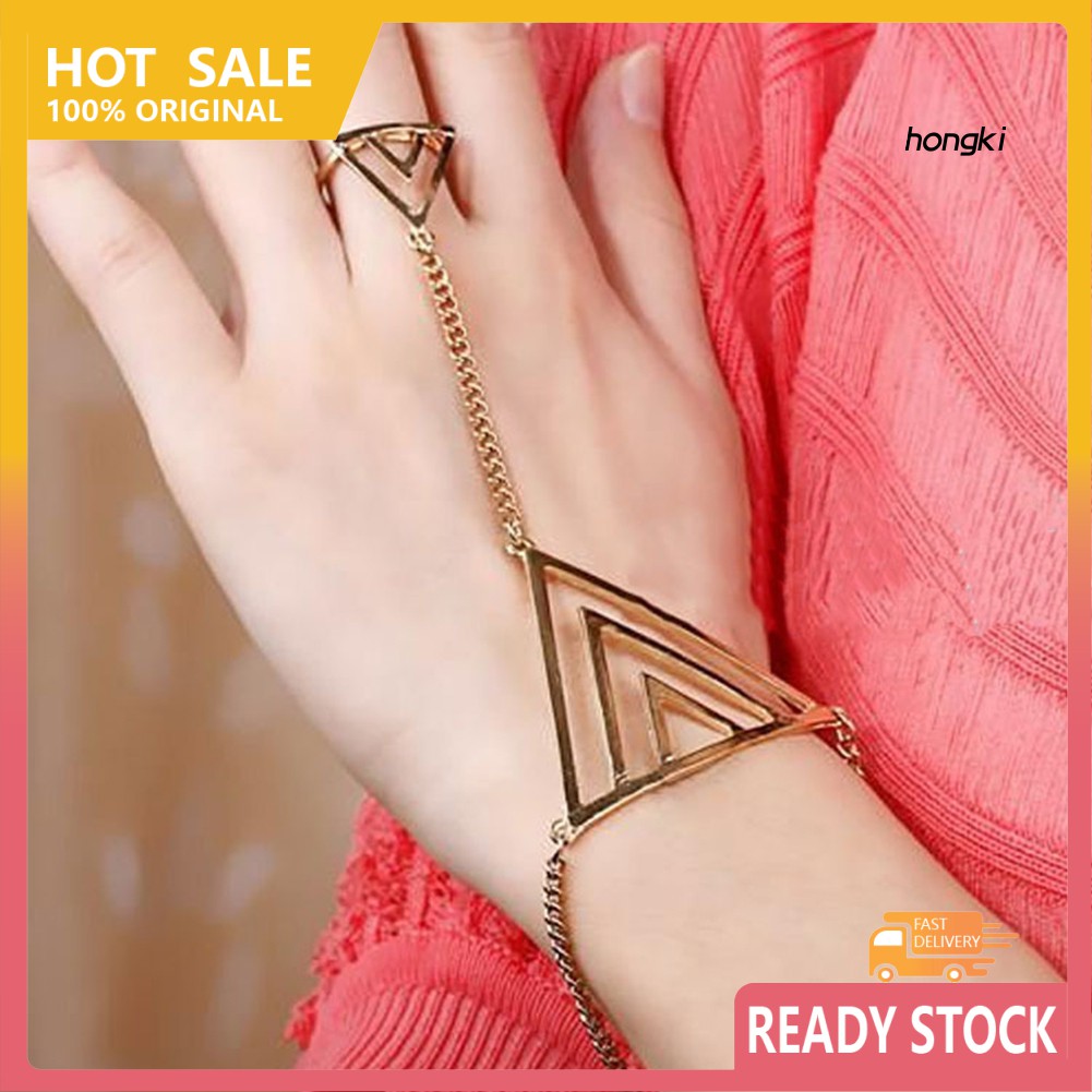 Vòng Tay Kết Hợp Nhẫn Hình Tam Giác Thời Trang Cho Nữ