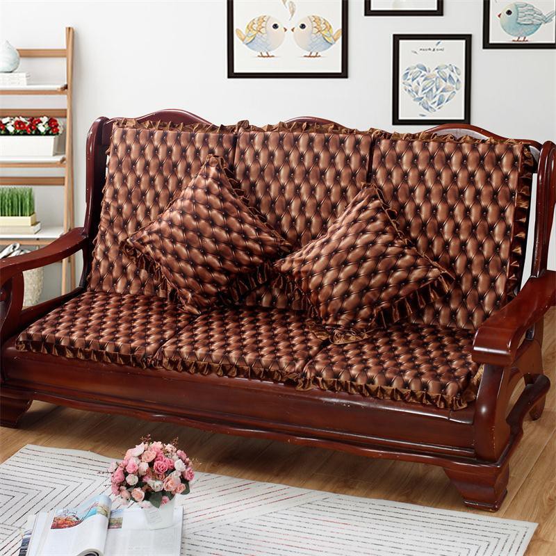 Đệm sofa bằng gỗ đặc có tựa lưng ghế dính liền một mảnh gụ dày mùa đông [phát hành ngày 28 tháng 2] <