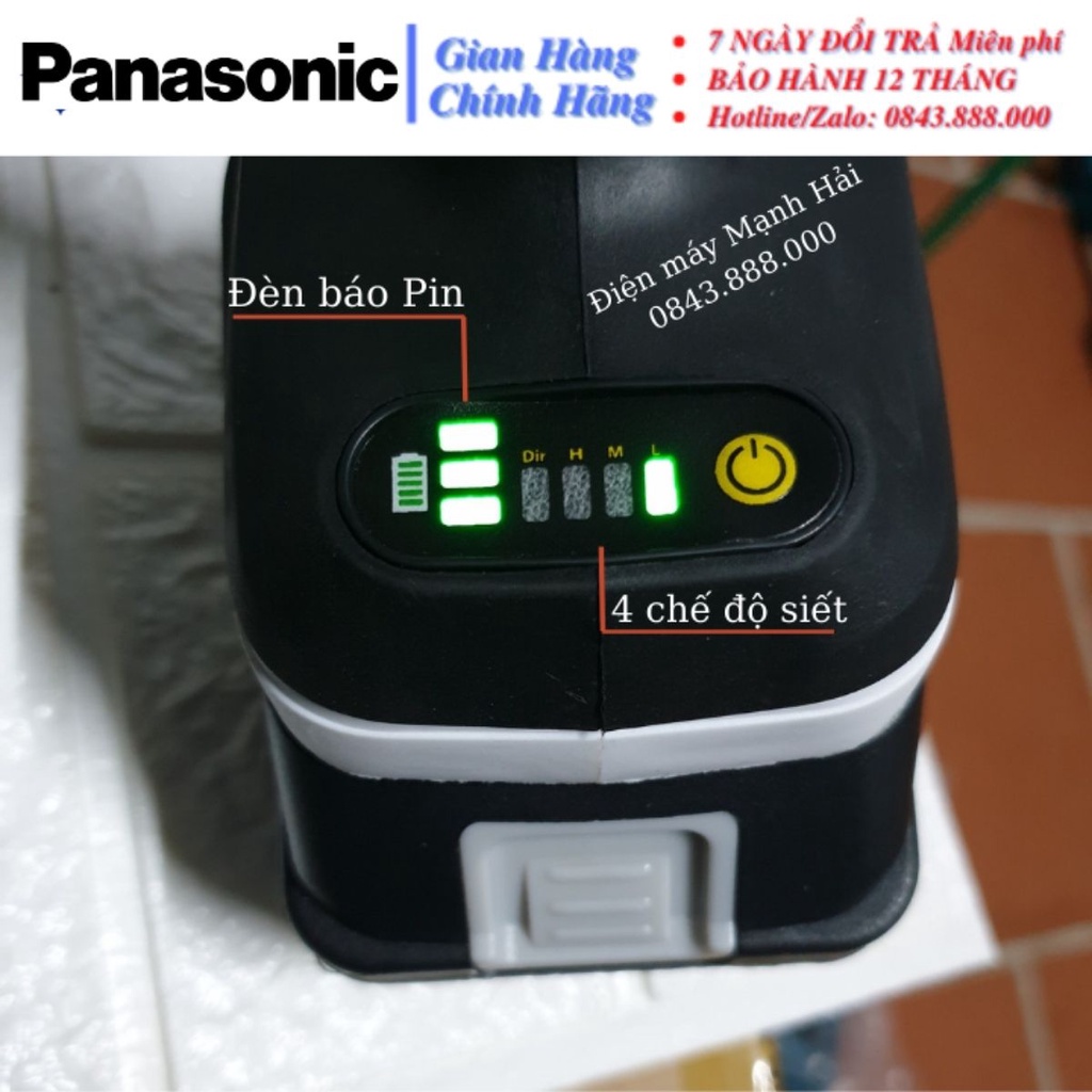 Máy siết bulong Panasonic 199V  , Máy bắn bulong không chổi than tặng kèm 6 khẩu,1 chuyển vít và 21 pk