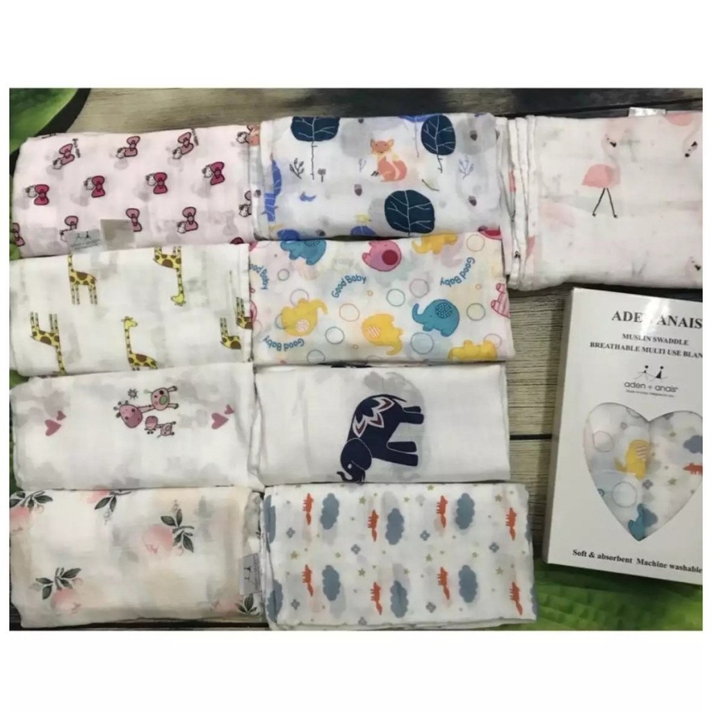 Khăn aden 2 lớp sợi tre hộp 2 cái quà tặng xịn xò cho bé