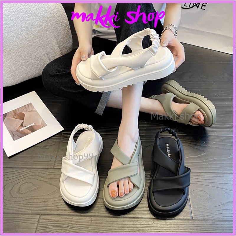 Sandal chun xoắn siêu xinh mới, sandal nữ đế răng cưa cao 4cm MAKKI SHOP