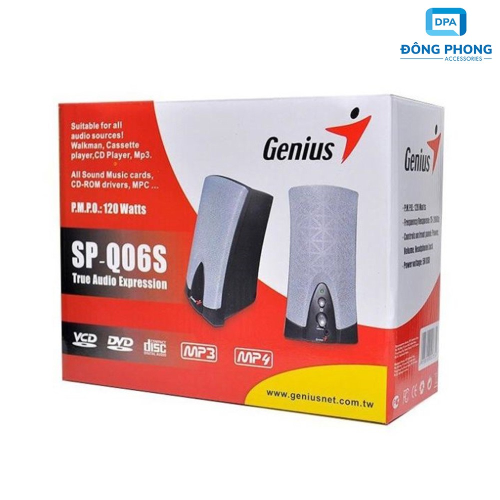 [Mã ELHACE giảm 4% đơn 300K] Loa vi tính GENIUS SP-Q06S chính hãng âm thanh 2.0 hay