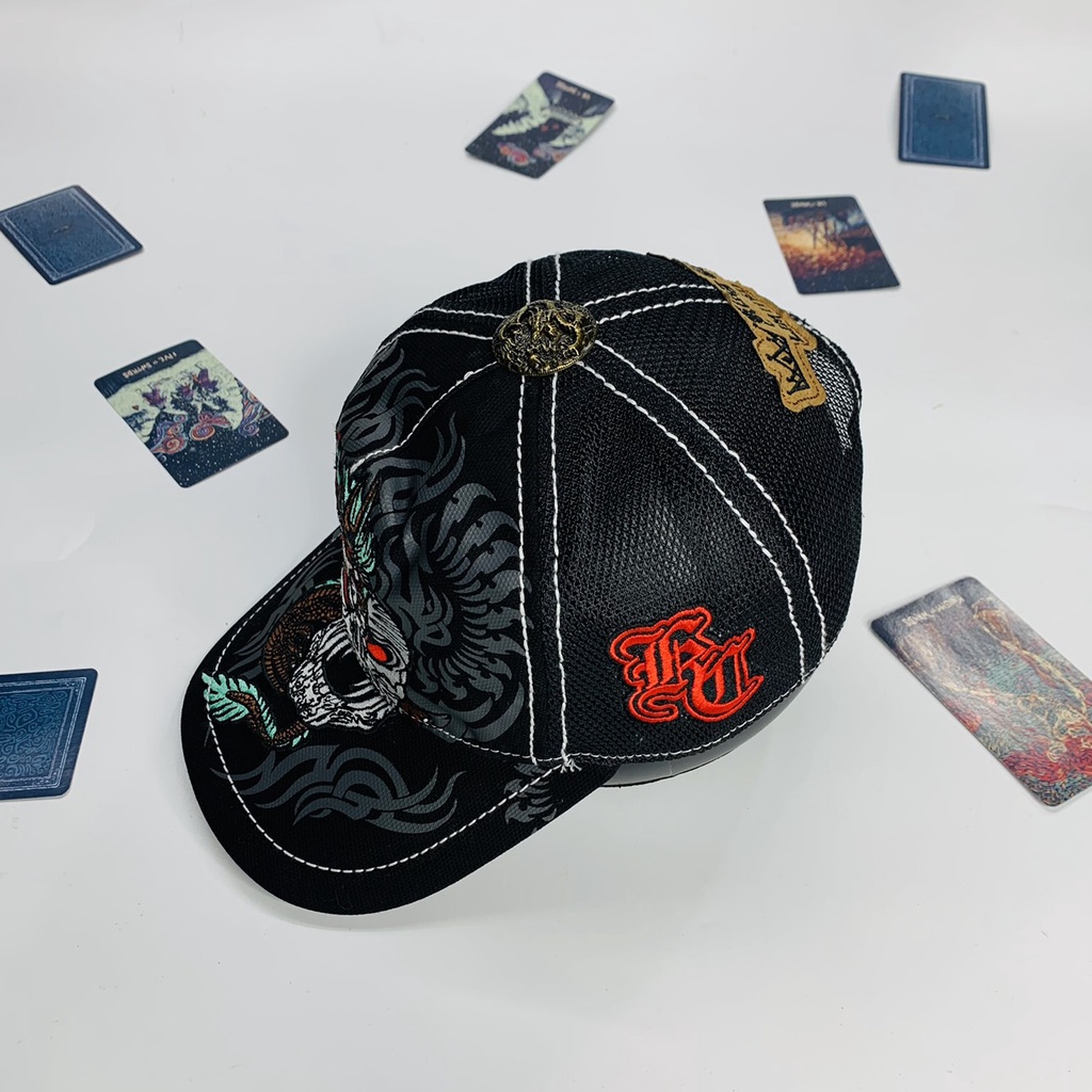 Nón ông địa , Mũ lưỡi trai four 441 rồng quấn sọ thêu full cực chất