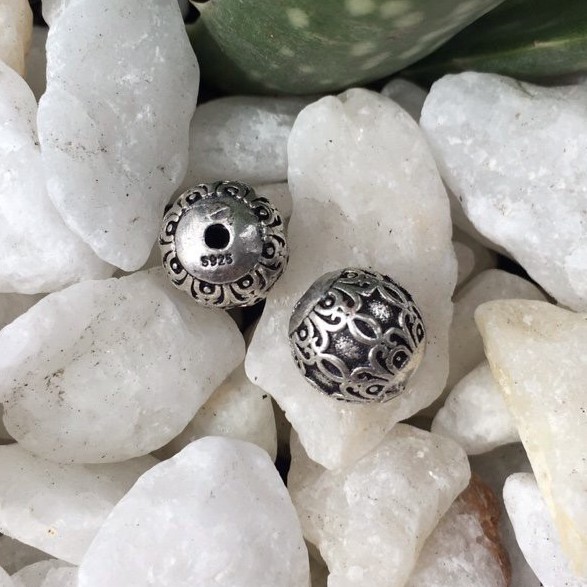 PKB3407 Charm Bạc Thái Khắc Hoa Văn Số 7 9.5x9.5mm