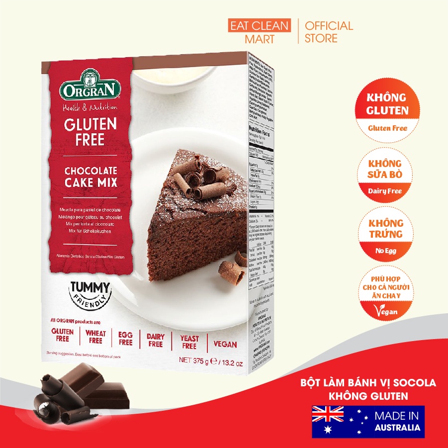 Bột Làm Bánh Hương Chocolate Không Gluten Orgran - GLUTEN FREE Chocolate Cake Mix - Hộp 375g
