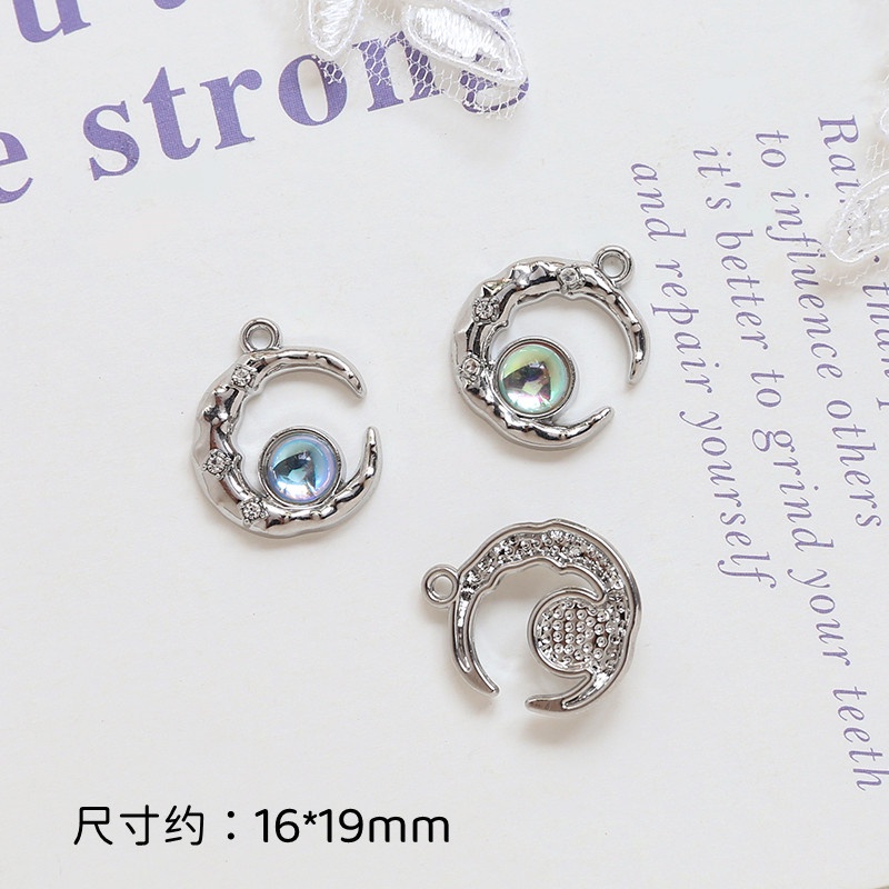 Hạt Đá Zircon Nhiều Màu Sắc Hình Hành Tinh Mặt Trăng Dùng Làm Trang Sức Thủ Công DIY