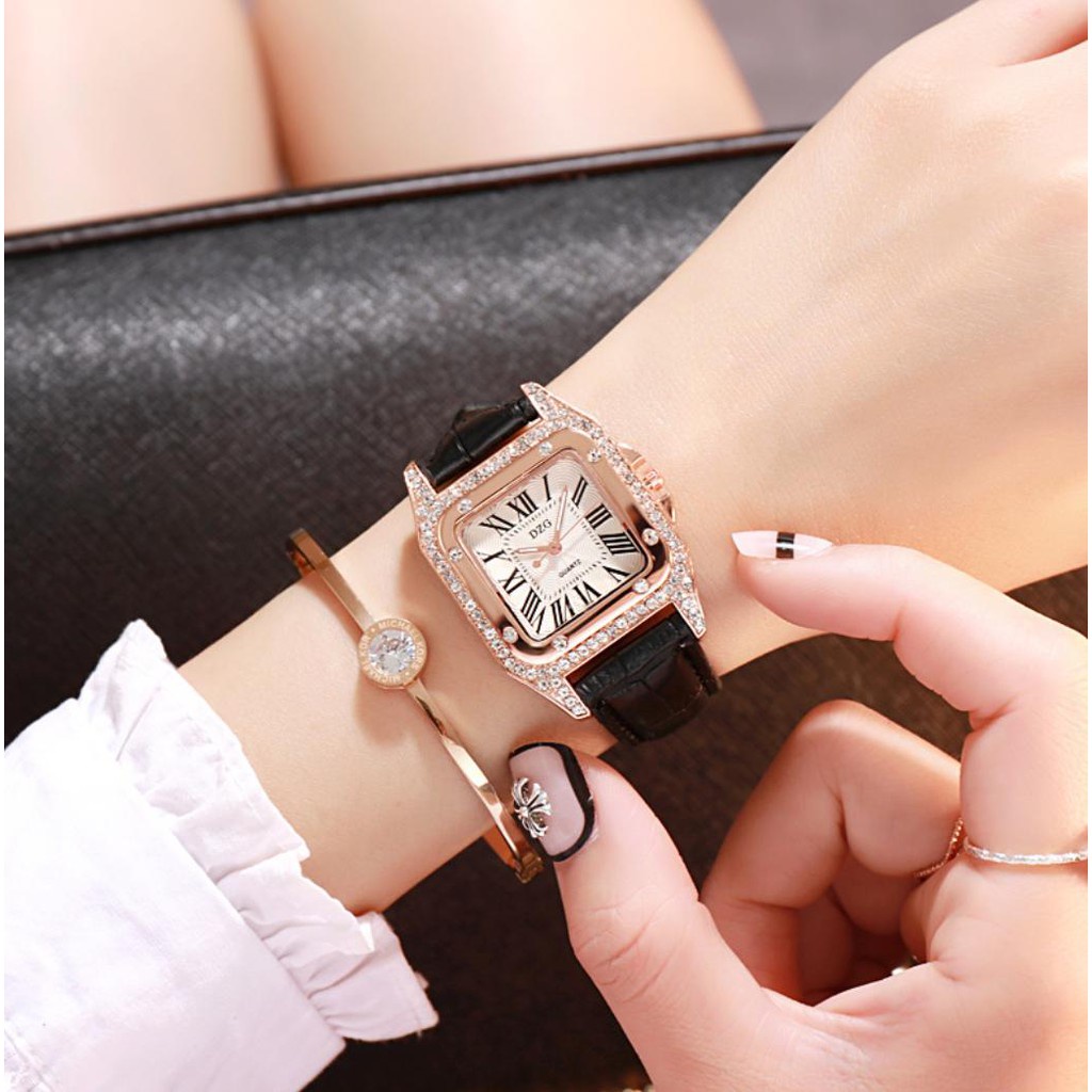 [Mã FAMARAL2 giảm 10K đơn 50K] [CỰC ĐẸP] ĐỒNG HỒ NỮ DÂY DA DZG QUARTZ ĐÍNH XOÀN LA MÃ PHONG CÁCH HÀN QUỐC | BigBuy360 - bigbuy360.vn