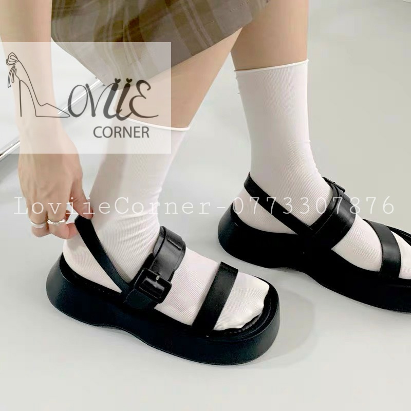 SANDAL NỮ LOVIIECORNER - GIÀY THỜI TRANG QUAI MẢNH - GIÀY XUỒNG MŨI VUÔNG ĐẾ BẰNG S220202 S220902