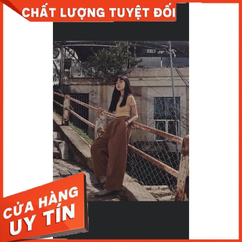 [ảnh thật] Quần culottes Nhung Gân ống rộng phong cách ulzang- bảng màu shop tự chụp | BigBuy360 - bigbuy360.vn