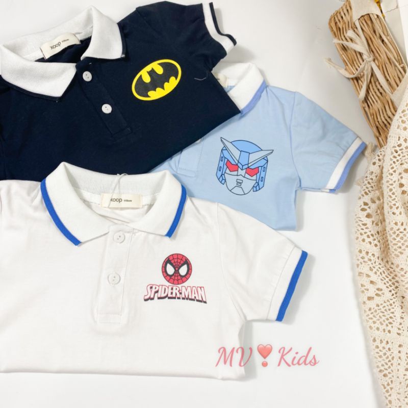Áo Phông cộc tay cổ trụ Minky Mom thêu họa tiết động vật cho bé từ 7-28kg