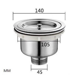 Bộ lọc bầu xả chậu rửa chén inox 304 phi 140