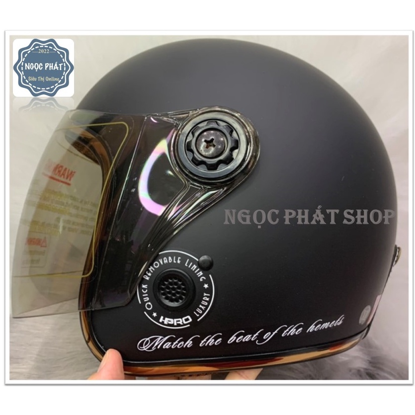 Mũ Bảo hiểm  ¾ Đầu_Hàng Chính Hãng HPRO [có kính chắn gió] Size 54-59cm_chất liệu nhựa ABS và đệm xốp EPS chịu lực