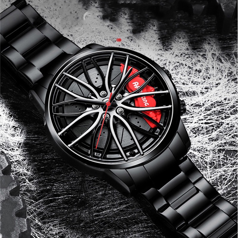 Đồng hồ nam CRNAIRA CR58 la zăng bánh xe -vỏ và dây hợp kim thép chống nước 3ATM thiết kế sang trọng năng động