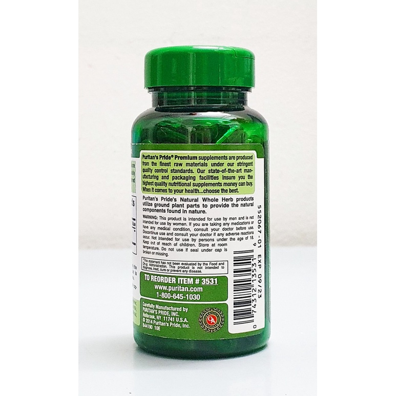 Hỗ trợ đường tiết niệu và tuyến tiền liệt Saw Palmetto 450 mg  chai 100 viên Puritan’s Pride từ mỹ