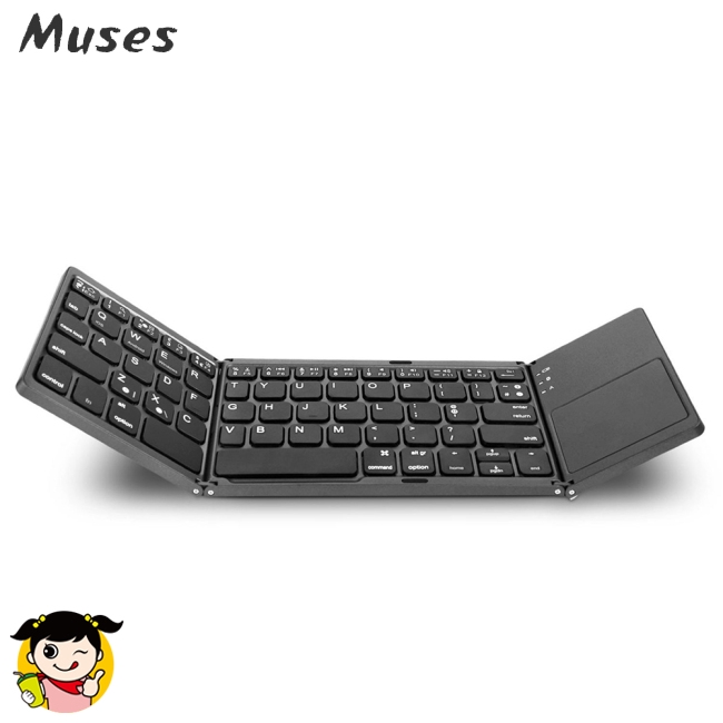 Muse07 Bàn phím 3-Fold- Keyboard Ultra Thin Light ABS Mini Wireless Bluetooth Mini Folding Keyboard Touchpad Windows Android multi-function keys