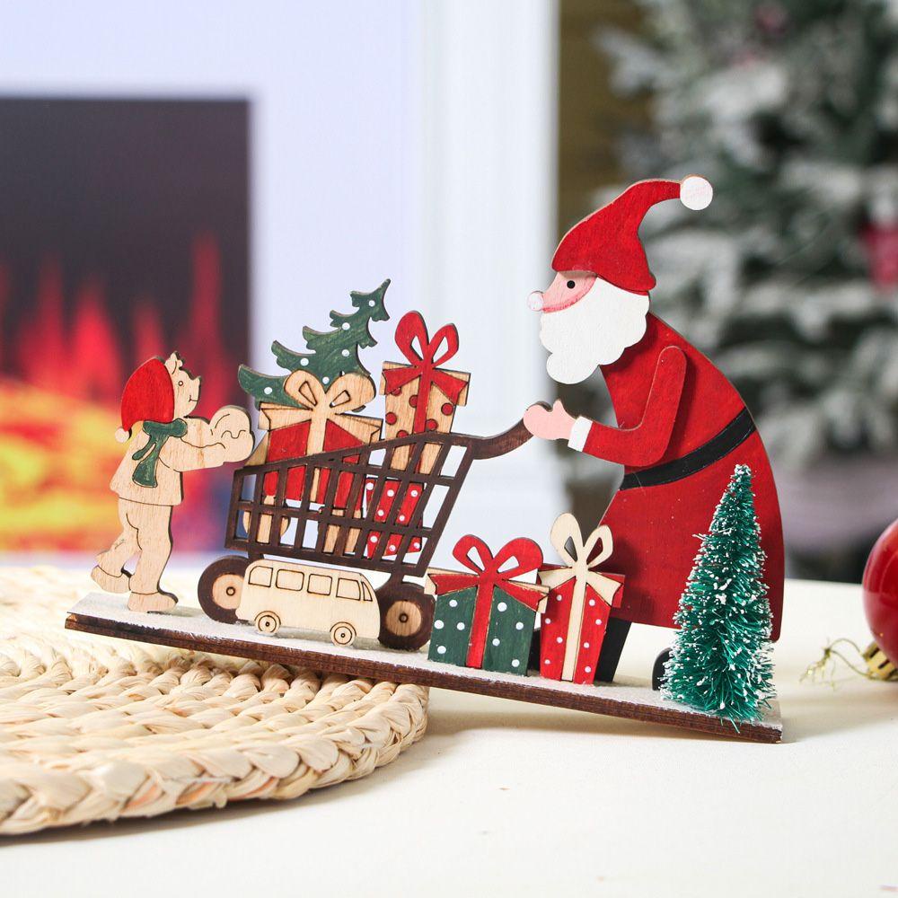 Phụ Kiện Trang Trí Giáng Sinh Bằng Gỗ Thiết Kế Rỗng 3D Sáng Tạo
