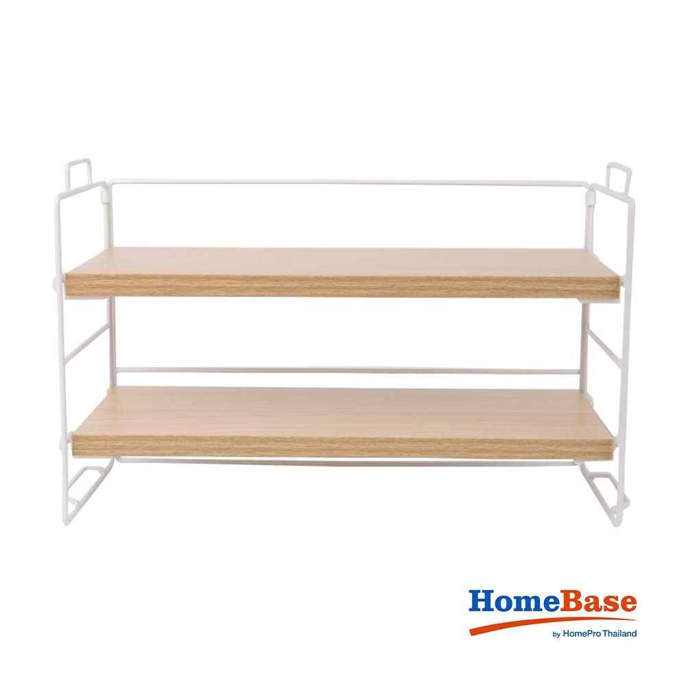 HomeBase STACKO Kể để đồ 2 tầng bằng gỗ RUZ Thái Lan W37xD16.5xH24 màu nâu