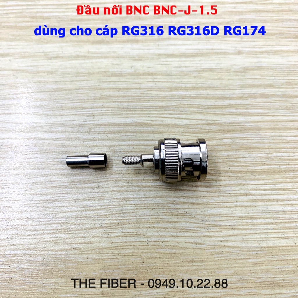Đầu nối dây BNC đực male connector BNC-J-1.5 dành cho cáp RG316 RG316D RG174