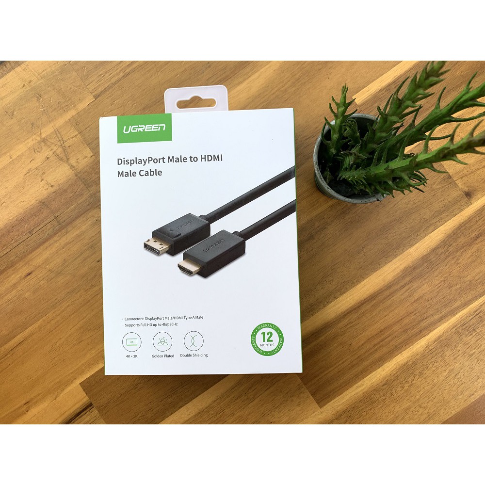 Cáp Displayport To HDMI 2M Ugreen 10202 Chính Hãng