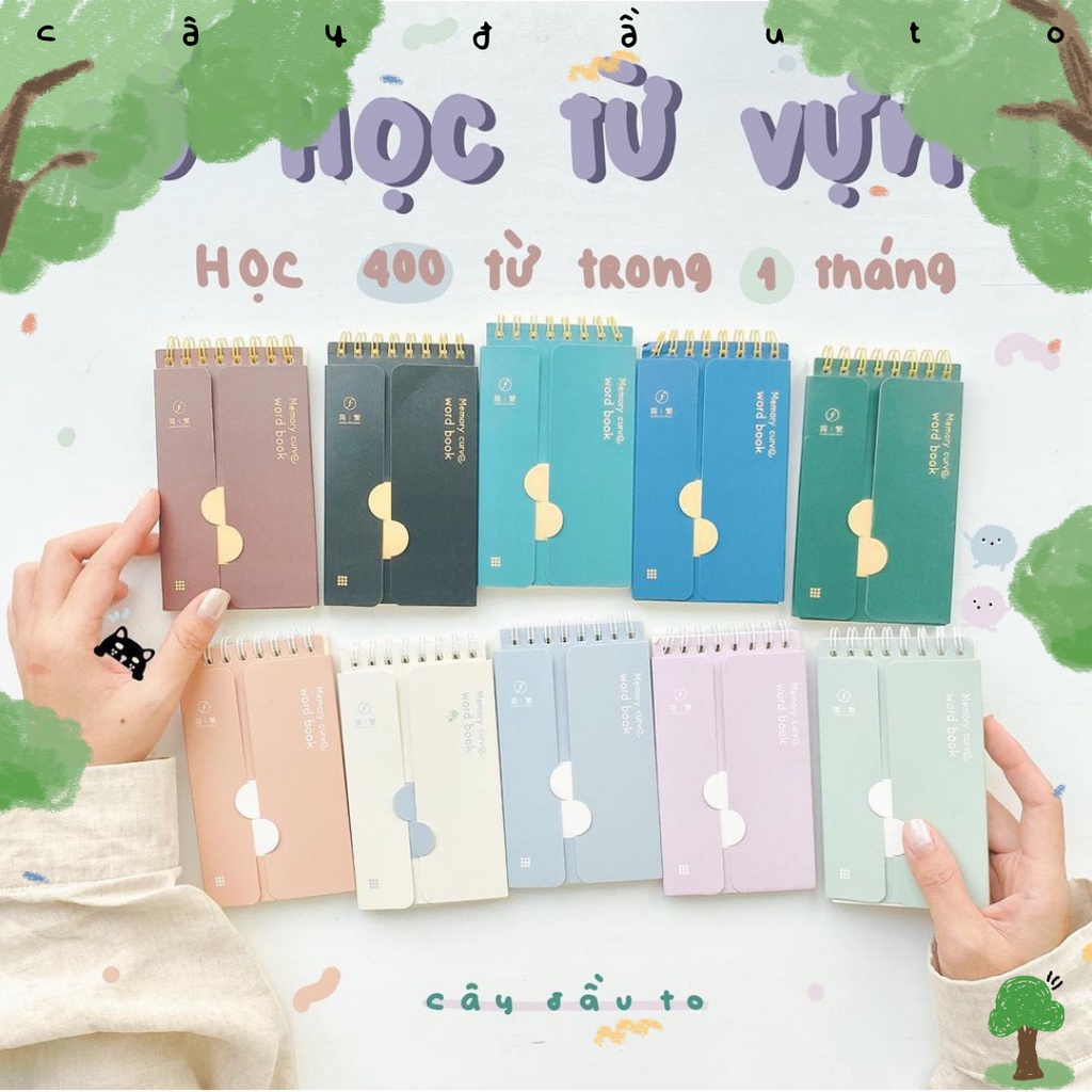 Sổ Học Từ Vựng 80 Trang Bỏ Túi Memory Curve học từ mới tiếng Anh - tiếng Trung nhanh chóng dễ dàng Cây Đầu To