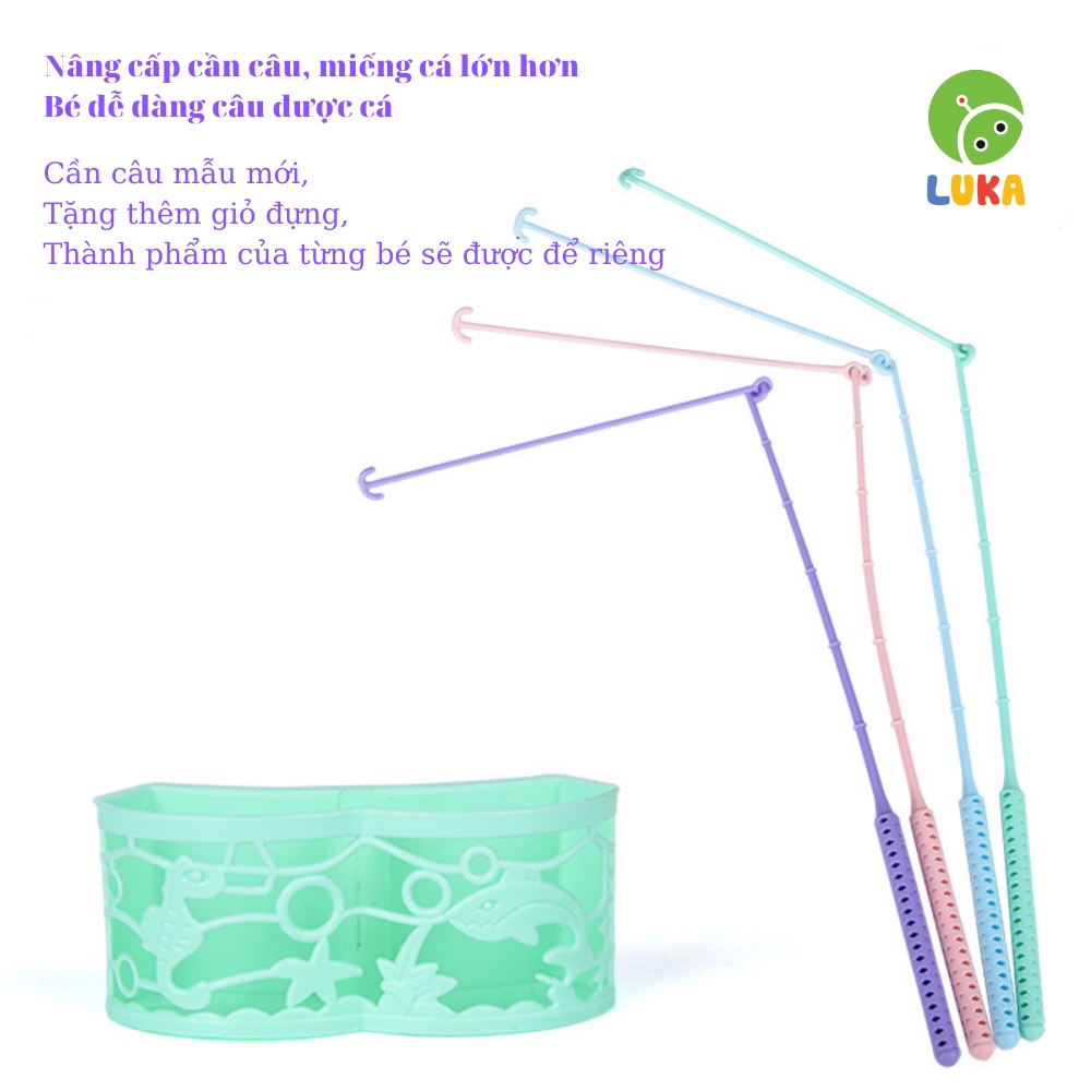 Đồ chơi trẻ em câu cá 15, 24, 45 cá Luka 4 8 cần câu cho bé từ 2 tuổi tặng kèm 3 pin AA