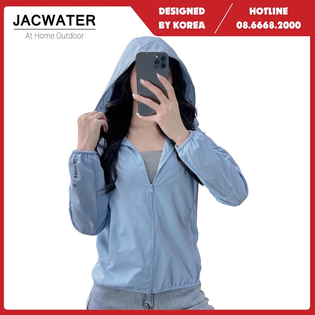 Áo khoác gió nữ 2 lớp mỏng chống nắng nước, vải gân gạo thông thoáng JACWATER V356