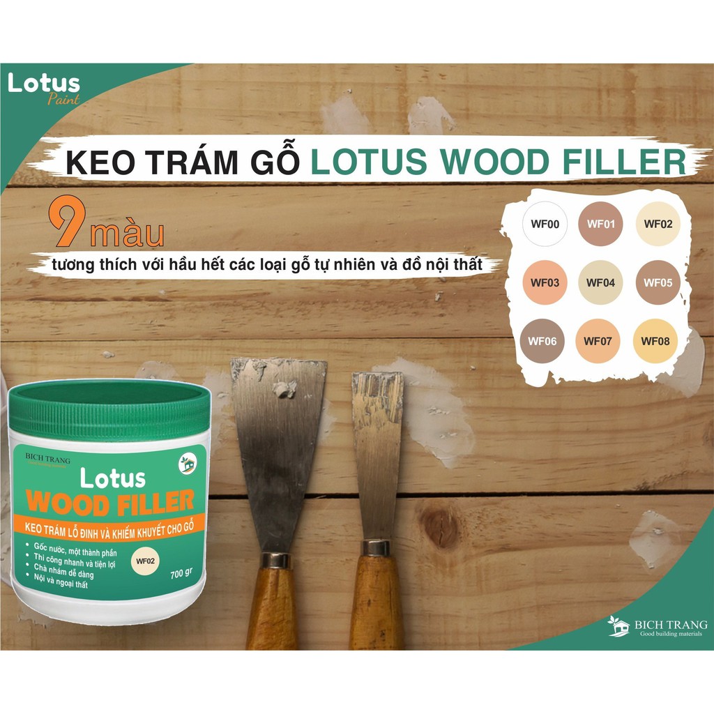 Keo trám trét xử lý vết đinh gỗ, trám trét đồ gỗ Lotus Wood Filler