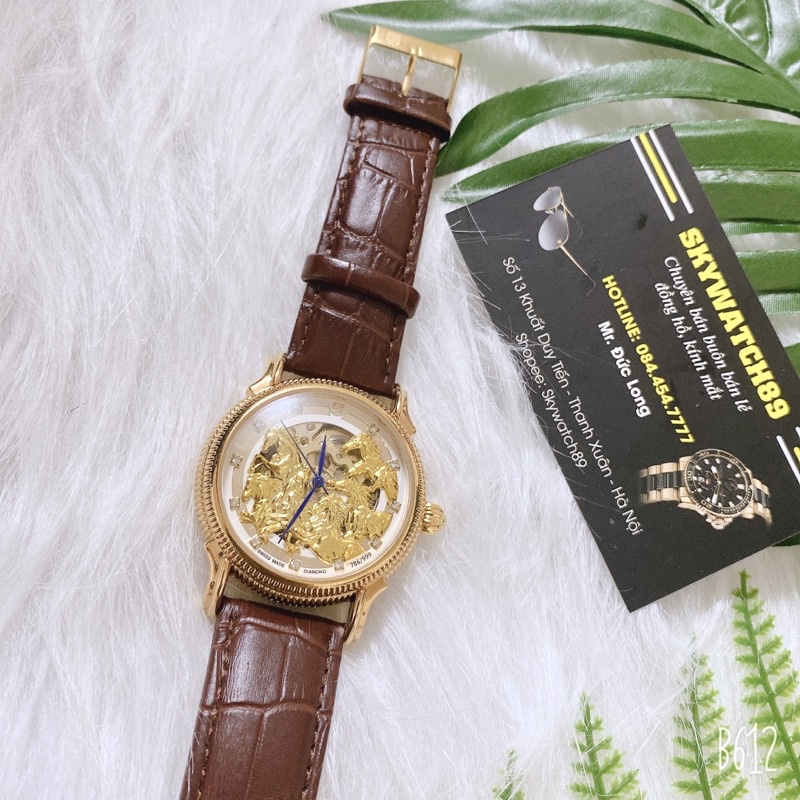 Đồng hồ cơ nam picter style dây da bát mã-Mã đáo thành công chạy máy cơ,bảo hành 12 tháng