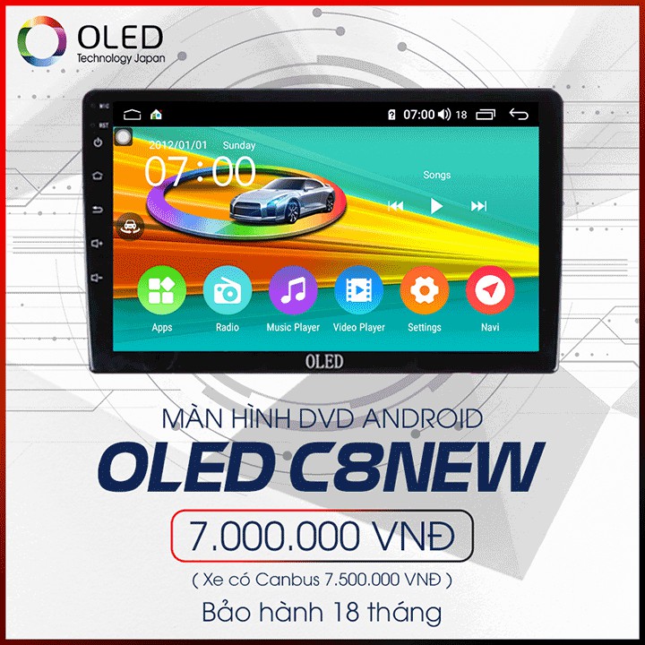 Màn hình DVD Android Oled C8 New cho xe Honda - Đi đầu xu hướng giá rẻ của dòng sản phẩm công nghệ 4.0