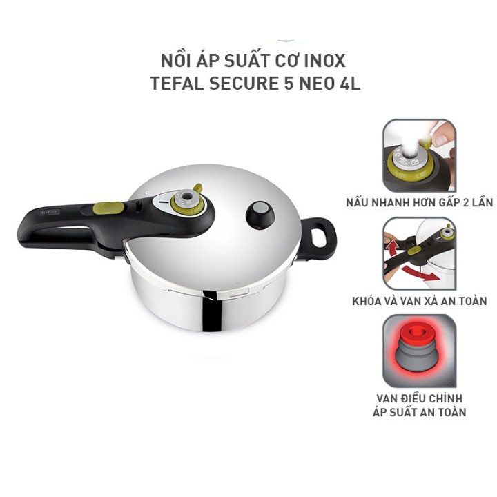Nồi áp suất cơ inox Tefal Secure 5 Neo 4L