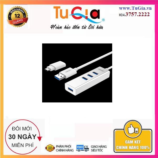 Hub USB 3.0 4 Ports + ĐĐ Type-C Unitek (Y-3082B) - HÀNG CHÍNH HÃNG