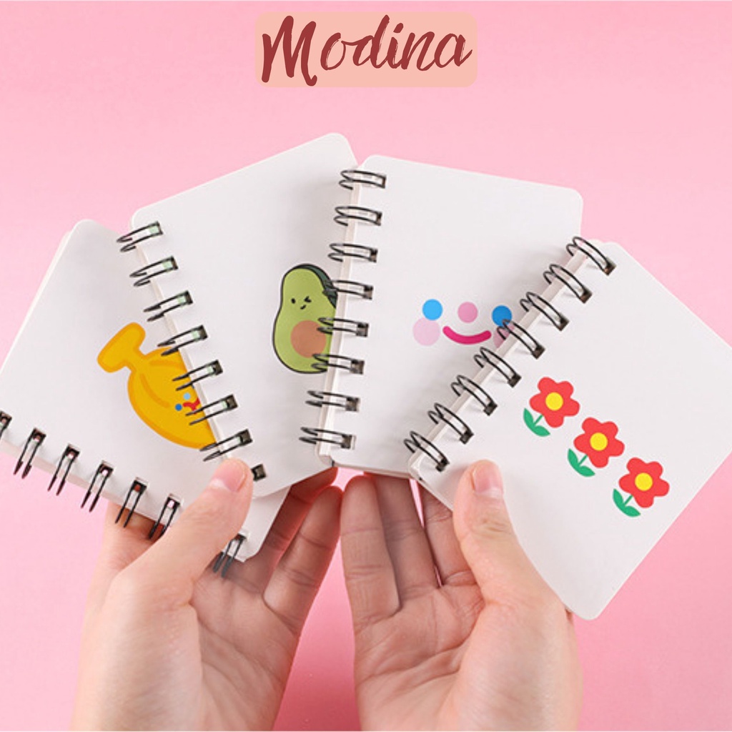 Sổ ghi chép lò xo bìa họa tiết cute, sổ tay bỏ túi a7 dễ thương