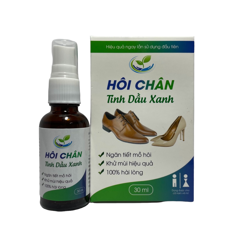 Xịt Khử Mùi Hôi Chân Tinh Chất Thiên Nhiên 100% Organic, Hàng Chính Hãng Tinh Dầu Xanh Chai 30ml