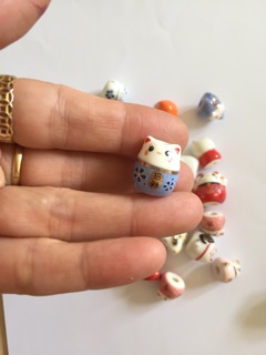 Mèo gốm thần tài đủ màu set 5 mèo