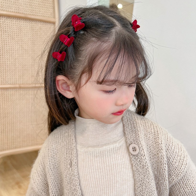 Set 10 Kẹp Tóc Nhỏ Bện Dây Đính Lông Cho Bé Gái