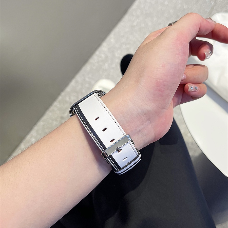 Dây đeo bằng da mỏng sáng tạo cho dòng iwatch Ultar 8 7 6 5 4 SE 3 2 1 Vòng đeo tay thời trang đơn giản cho iwatch 49mm 45mm 41mm 40mm 44mm 42mm 38mm dây đeo đồng hồ đôi