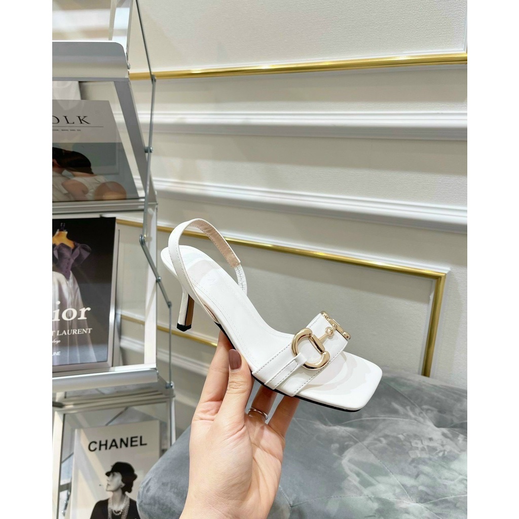 Sandal cao gót chun sau 7cm quai tag xích