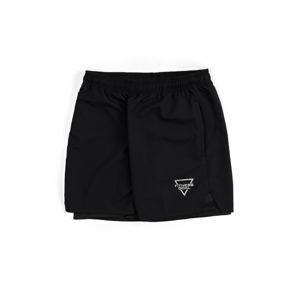 Quần Đùi Short Thể Thao Nam Tập Gym chạy bộ thiết kế 2 lớp, xẻ V có túi zip Đẹp 45-86kg Q259