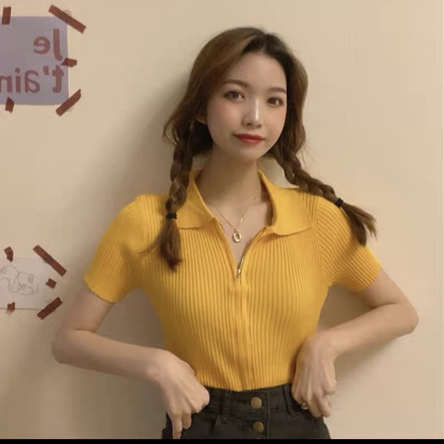 Áo len cổ đức kéo khoá 2 đầu mặc được 2 kiểu siêu xinh 5912-1 Ulzzang style  Hàng Quảng Châu