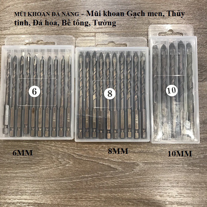 Mũi khoan đa năng các loại 8mm - Mũi khoan Gạch men, Thủy tinh, Đá hoa, Bê tông, Tường