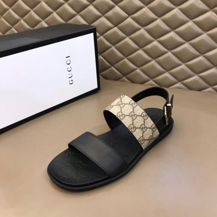 Sandal nam thương hiệu Gucci GG da thật cao cấp in vân cá tính -new221