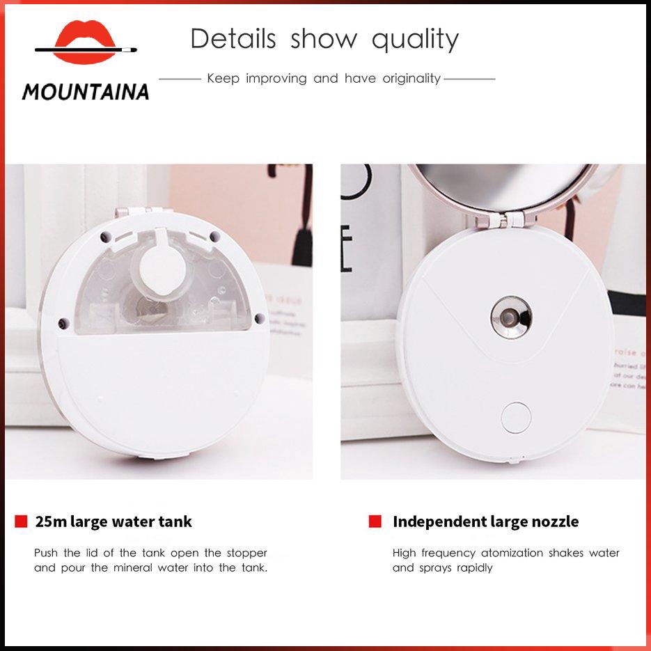 【m】 Steam Face Humidifier USB Charging With Mirror Handheld Cold Spray Beauty Tool